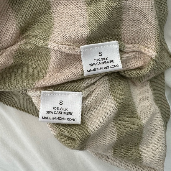 TSE Silk & Cashmere Blend Relaxed Fit Cardigan Tank Top Set Striped Large Pocket - Picture 6 of 6